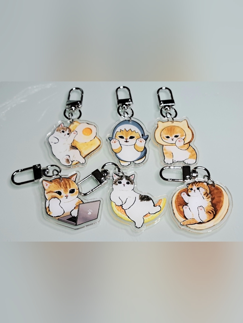 Mofusand Cats Keychain Purse Backpack Charm Clip Set Of 6